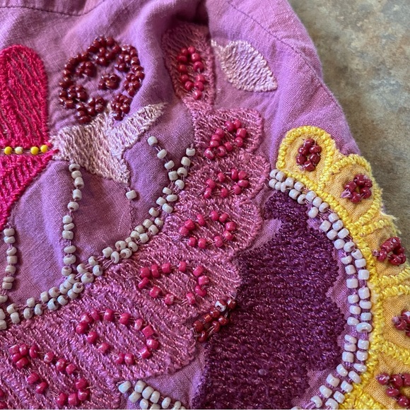 Anthropologie Maeve Embroidered Mini Dress US Size 2 Beaded Floral Open Back - Picture 8 of 16